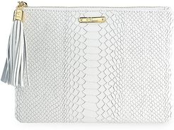All-In-One Python-Embossed Leather Clutch - White