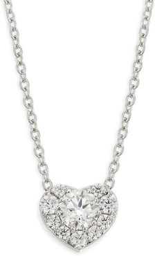 Diamond & 18K White Gold Heart Pendant Necklace - White Gold