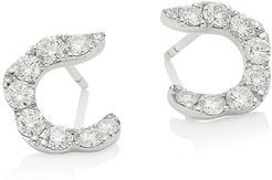 18K White Gold & Diamond Stud Earrings - White Gold