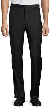 Solid Wool Trousers - Black Grey - Size 40