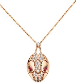 Serpenti Seduttori 18K Rose Gold, Diamond & Rubellite Pendant Necklace - Rose Gold