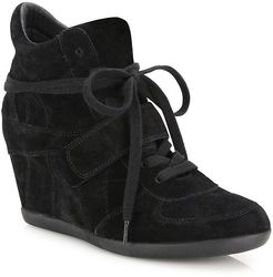 Bowie Suede High-Top Wedge Sneakers - Black - Size 11