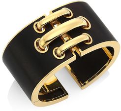 Woodworks 18K Yellow Gold & Ebony Wood Shoelace Cuff Bracelet - Yellow Gold