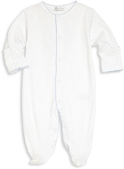 Baby Boy's Polka Dot Pima Cotton Footie - White - Size Newborn