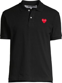 Heart Applique Polo - Black - Size Small