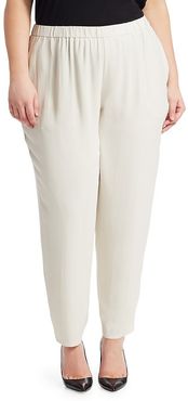 System Slouchy Silk Ankle Pants - Bone - Size XXL