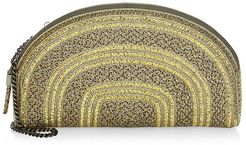 Croissant Striped Metallic Clutch - Gold