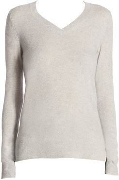 COLLECTION Cashmere V-Neck Sweater - Dove Heather - Size XS