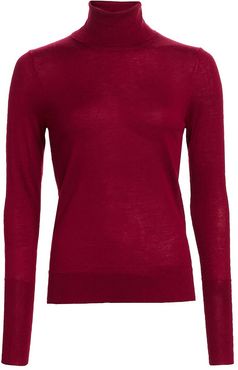 COLLECTION Cashmere Turtleneck Sweater - Carmine Red - Size Small