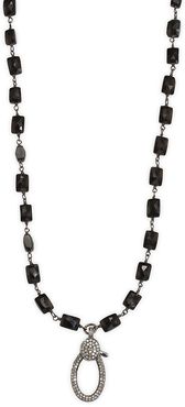 Diamond & Black Onyx Strand Necklace/29" - Silver