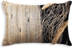 Applique Silk Pillow - Black