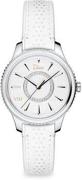 VIII Montaigne Stainless Steel Leather Strap Watch - White