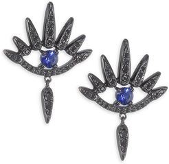 Blue Diamond and Sapphire Spetrum Black Gold Earrings