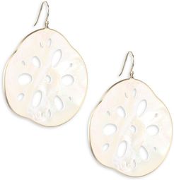 Mother-Of-Pearl & 14K Yellow Gold Lotus Root Earrings - Yellow Gold