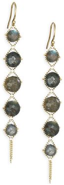 Labradorite Drop Earrings - Yellow Gold