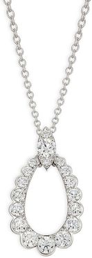18K White Gold & Diamond Classic Teardrop Pendant Necklace - White Gold