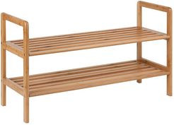 Two-Tier Bamboo Shoe Shelf - Natural Brown
