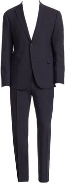 M Line Navy Stretch Wool Suit - Solid Blue - Size 50