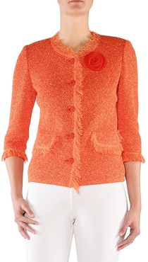 Tweed-Texture Jacket - Coral - Size 20