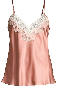 Lace-Trimmed Chemise - Canyon Rose Dawn Lace - Size Large