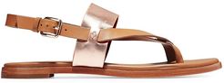 Anica Leather Slingback Thong Sandals - Brown - Size 5