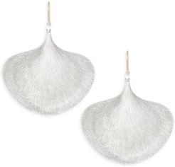 Organic Sterling Silver Ginkgo Leaf Drop Earrings - White