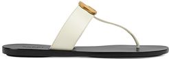 Marmont Leather Thong Sandals With Double G - Mystic White - Size 12