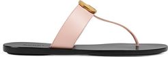 Marmont Leather Thong Sandals With Double G - Perfect Pink - Size 5.5