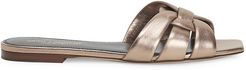 Tribute Metallic Leather Slides - Blush - Size 8 Sandals