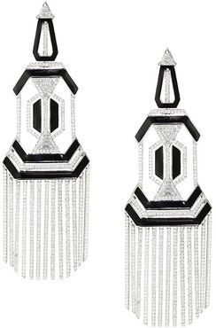 Oui Diamond, Enamel & 18K White Gold Chandelier Earrings - Black