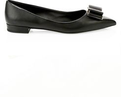 Zeri Point-Toe Leather Flats - Black - Size 9.5