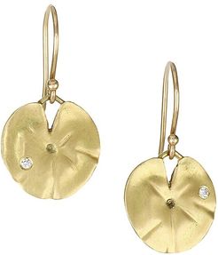 Diamond & 14K Yellow Gold Lily Pad Earrings - Gold