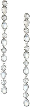 Classique Collection Sterling Silver, White Topaz & Rainbow Moonstone Drop Earrings - Silver