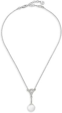 Exquisite Crystal and Faux-Pearl Pendant Necklace - Silver