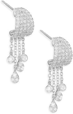 14K White Gold & Diamond Drop Earrings - White Gold