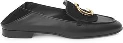 C Leather & Nubuck Loafers - Black - Size 7.5