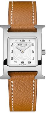 Heure H 21MM Stainless Steel & Leather Strap Watch - Brown