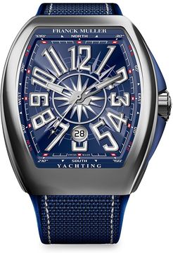 Yachting Vanguard Stainless Steel & Leather Strap Watch - Blue