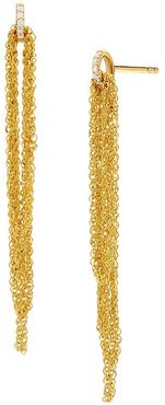 14K Yellow Gold & Diamond Multi-Chain Linear Earrings - Gold