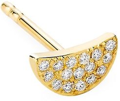 14K Yellow Gold & Diamond Pavé Half Moon Single Stud Earring - Gold