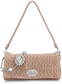 Crystal-Embellished Matelassé Leather Shoulder Bag - Cammeo