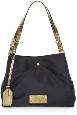 Peyton Metallic Leather-Trimmed Tote - Black