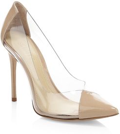 Cendi Vinyl & Patent Leather Pumps - Tan - Size 9.5