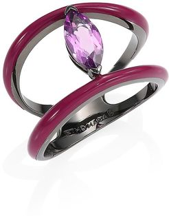 Marquise Amethyst 18K Yellow Gold Ring - Purple - Size 7