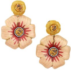 Marquetry 18K Rose Gold & Multi-Stone Flower Earrings - Rose Gold