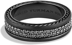 Streamline Two-Row Black Diamond Band Ring - Black Titanium - Size 10