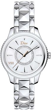 VIII Montaigne Diamond, Mother-Of-Pearl & Stainless Steel Bracelet Watch - Silver Pink