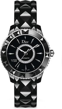 VIII Diamond & Black Ceramic Automatic Bracelet Watch - Black