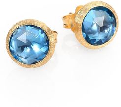 Jaipur Blue Topaz & 18K Yellow Gold Stud Earrings - Gold Blue Topaz