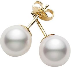 Essential Elements 18K Yellow Gold & 6MM White Cultured Pearl Stud Earrings - Pearl